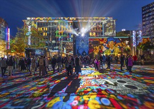 Essen Light Festival, in the city centre, light art on Kennedyplatz, the Berlin artist Daniel