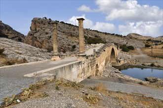 2nd century AD Severan roman bridge on the Cendere River with the columns of the Roman Emperor