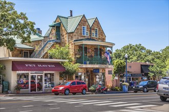 Shops and boutiques along South Church Street in Downtown Fairhope, Alabama, USA, North America