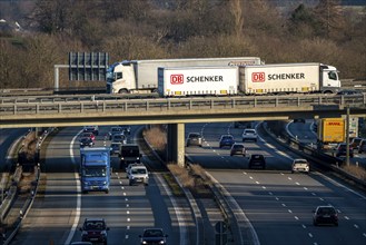 Motorway junction Westhofen, the motorway A45, Sauerlandlinie, is crossed by the A1, bridge, view