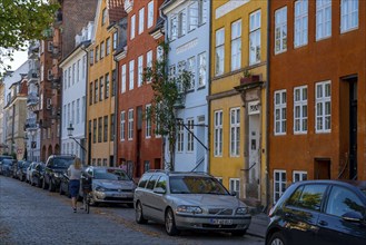 Christianshavns, old residential buildings on Overgaden Oven Vandet, old district, at the same time