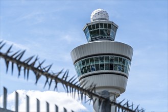 Amsterdam Schiphol Airport, air traffic control tower, radar, security fence, Amsterdam,