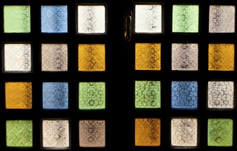 Contemporary stained glass window at Notre Dame de la delivrance church, Popenguine, Senegal.