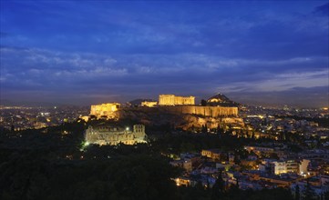 Famous greek tourist landmark, the iconic Parthenon Temple at the Acropolis of Athens as seen from