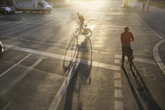 Cycle path against the light. Marking on the road. Berlin, Germany, Europe