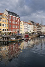 Nyhavn, in the Frederiksstaden district, harbour district with houses over 300 years old, moored