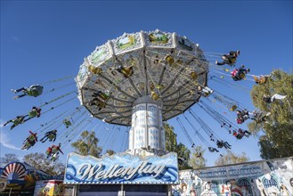 Wellenflug also known as Wellenflieger, a chain carousel constructed in Germany with hand-painted