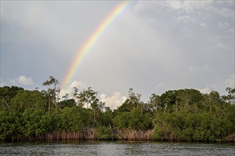 Rainbow over the Iguéla Lagoon, Loango National Park, Parc National de Loango, Ogooué-Maritime