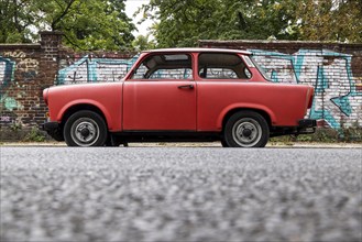 Trabant. Berlin Wall Memorial, sight and reminder of the division by the Berlin Wall and of the