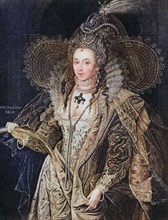 Elizabeth I, 1533-1603, Queen of England 1558-1603, Photo-etching from painting by Zucchero. From