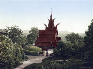 Fantoft Stave Church, Fortun, Fantoft district, Bergen, Norway, 1890, Historical, digitally