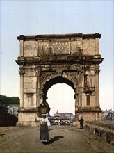 Triumphal Arch of Titus, Rome, Italy, Historic, digitally restored reproduction from a 19th century