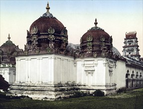 Singapore, Kling Temple, Historic, digitally restored reproduction from a 19th century original,