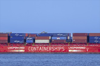 LNG-powered container ship, containership Containerships Aurora, sailing under the flag of Cyprus,