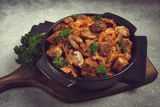 Bigos, bigus is a national Polish dish, made of cabbage and meat, stewed, homemade, no people