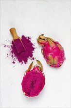 Pitaya powder, dragon fruit, freeze-dried powder, top view, no people