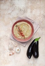 Babaganoush, eggplant appetizer, traditional Lebanese cuisine, homemade, no people