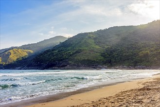 Sea and mountains around Bonete beach on Ilhabela island on the north coast of Sao Paulo, Bonete