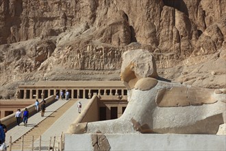 The mortuary temple of the first female pharaoh Hatshepsut, Hatshepsut Temple in Deir el-Bahari on