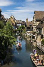 Picturesque colourful half-timbered houses, La Petite Venise, Colmar, Alsace, Bas-Rhin, France,