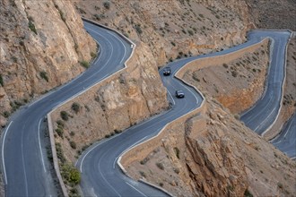 Mountain pass with serpentines, Gorges du Dades, Dades Gorge, Tamellalt, Morocco, Africa