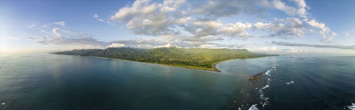 Panorama, aerial view, Marino Ballena National Park, Osa National Park, headland and sea of the