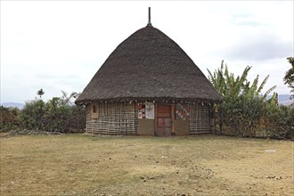 The house of a Silte family, typical round houses in the south of the country, round hut, Ethiopia,