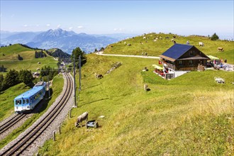 Rigi railway on Mount Rigi in the Alps in Rigi, Switzerland, Europe