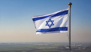 Flag, the national flag of Israel fluttering in the wind