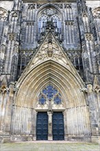 Protestant gothic Magdeburg cathedral or Cathedral of Saints Maurice and Catherine, Main entrance,