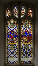 Stained glass window by Thomas Willement, church of Saint Botolph, Burgh, Suffolk, England, UK c