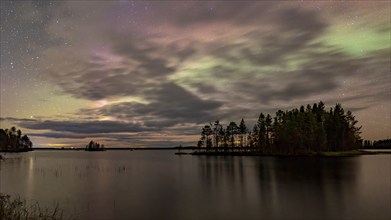 Aurora Borealis, Northern Lights or Aurora Borealis, Lake, Finland, Europe