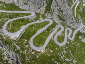 La Tremola, world-famous serpentine road through the Val Tremolo, road construction monument,