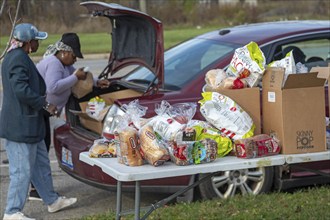 Detroit, Michigan - The nonprofit Forgotten Harvest distributes free food to residents of a