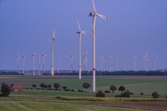 Wind farm, south of the village of Helmern, belongs to Bad Wünnenberg, Paderborn district, OWL,