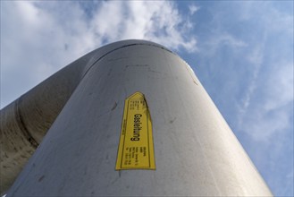 Biogas plant, use of solid manure as an energy source, gas pipelines, on a farm near Lippling,