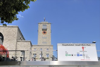 Station tower, main railway station in Stuttgart, Baden-Württemberg, Germany, Europe