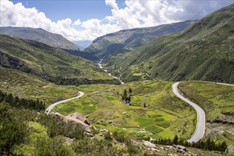 Winding Peruvian mountain road, Crossing the Andes from Cuscu towards Nazca, Route 30A, Peru, South