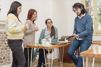 Group of business people having a meeting in the office. Group of business people discussing