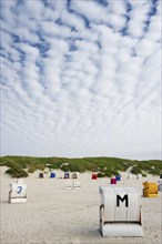 Beach chairs by the sea, Amrum, North Frisian Islands, Schleswig-Holstein, Germany, Europe