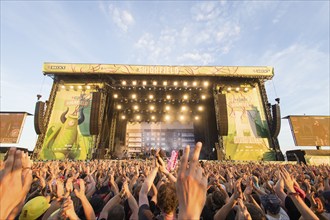 Green Stage during the performance of the band Feine Sahne Fischfilet at the Highfield Festival on