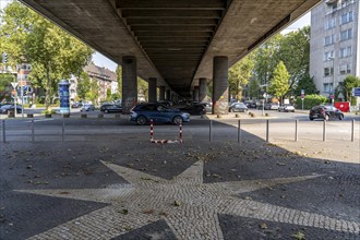 Underside of the Theodor Heuss Bridge, Rhine crossing, cable-stayed bridge, first road bridge of