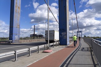 The Friedrich Ebert Bridge over the Rhine between Ruhort and Homberg, Duisburg, North