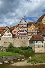 Europe, Germany, Baden-Württemberg, Schwäbisch Hall, an der Kocher, View from Unterwöhrd to the old