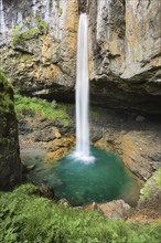 Waterfall on the Klausen Pass, Glarus, Switzerland, Europe