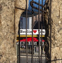 Border wall, view through a former wall segment, Berlin, Germany, Europe