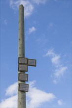 Flood pole, storm surge indicator, Eiderstedt, Schleswig-Holstein, Germany, Europe