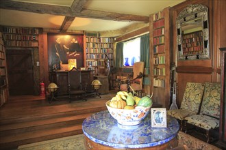 Inside the library room at Sissinghurst castle gardens, Kent, England, UK