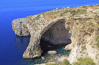 The Blue Grotto natural sea arch and cliffs, Wied iz-Zurrieq, Malta, Europe