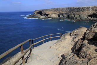 Cliff top footpath at Ajuy, Fuerteventura, Canary Islands, Spain, Europe